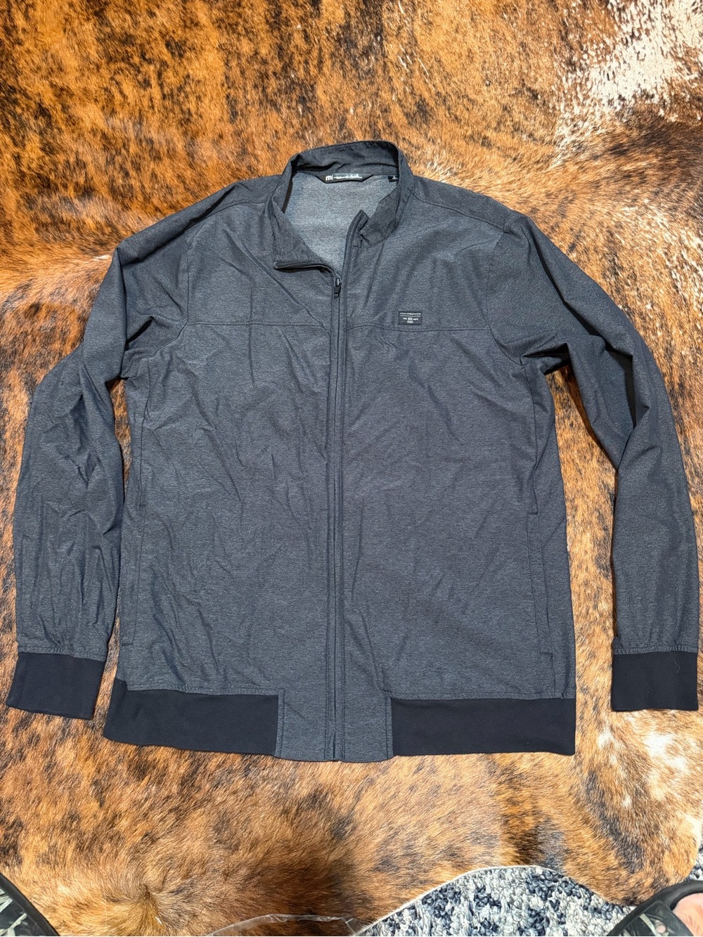 Travis Mathew Jacket Men L Private Parking Full Zip Lightweight Stretch Blk Gray